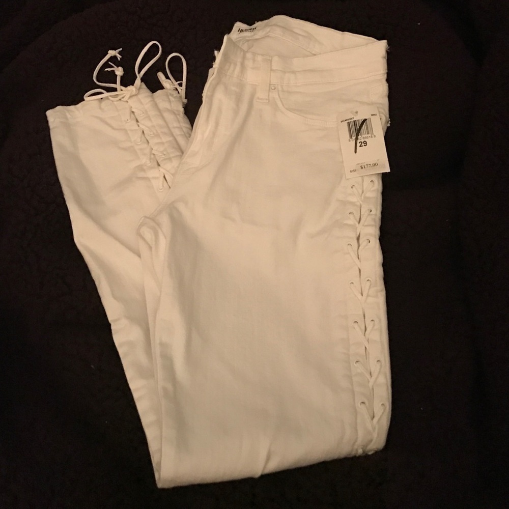 Hudson Jeans'Raven' Lace Up super skinny Crop Jeans (White) - Picture 2 of 4